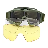 Тактические защитные очки маска Daisy Олива со сменными линзами Панорамные незапотевающие KN, код: 8447010