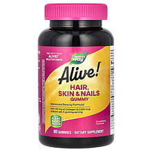 Комплекс для краси Nature's Way, Alive! "Hair, Skin & Nails with Collagen" з полуничним смаком (60 цукерок)