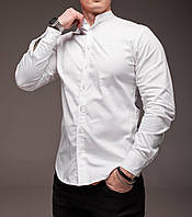 Мужская белая рубашка с длинным рукавом casual