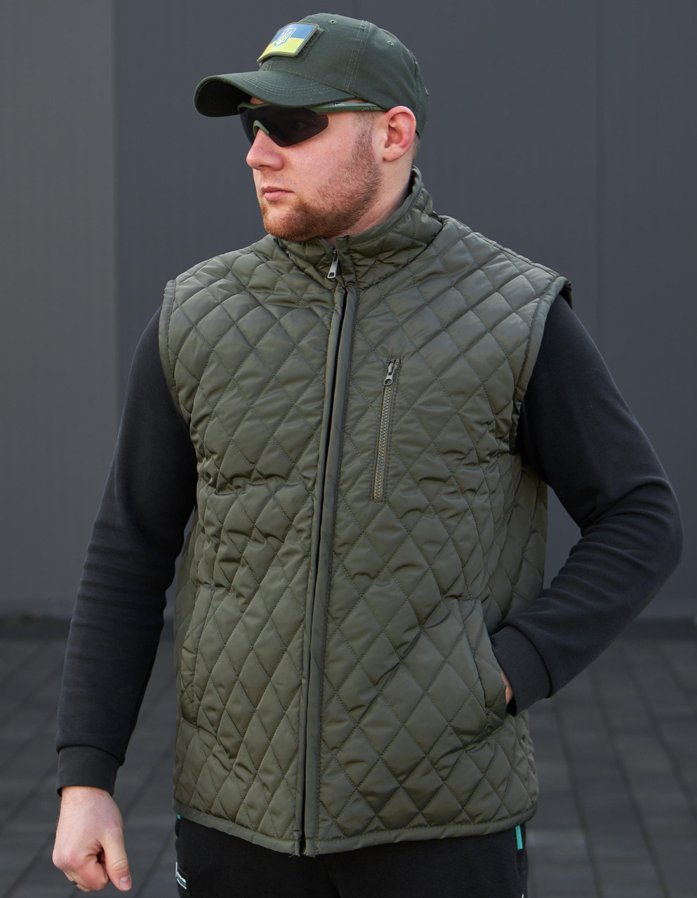 Жилет на флісі Хакі Демісезонний стьобаний, Жилетка флісова тактична ...