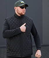 Жилет утеплений на флісі Чорний балоновий, стьобаний, Унісекс (48-62р.)