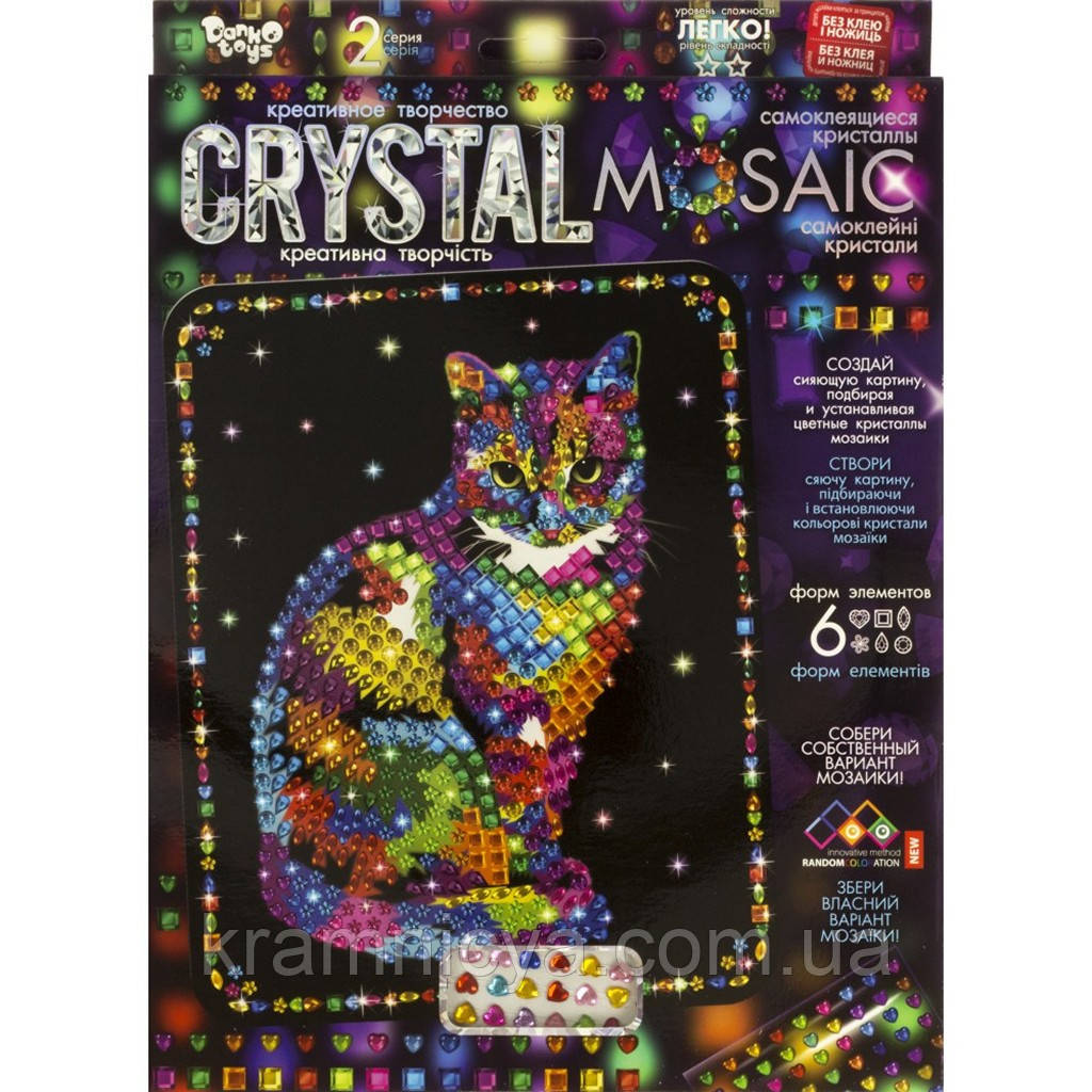 Мозаїка з кристалів Crystal Mosaic Кіт (CRM-02-09)