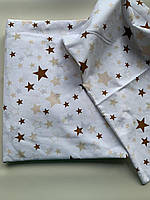 Постільна білизна в дитяче ліжечко 120 х 60 см бязь Зірочки коричневі на білому