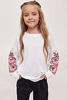 Свитшот для девочки с вышивкой "Георгина", детский свитшот