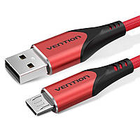 Кабель зарядный Micro USB Vention USB Cable to microUSB Cotton Braided 3A 2 м Red (COARH)