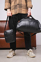 Комплект дорожный Under Armour мужской женский эко кожа сумка барсетка Андер Армор городской вместительный черный