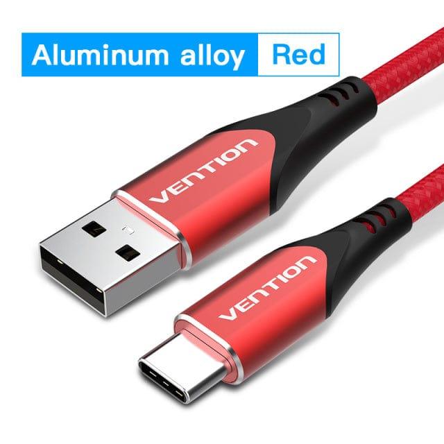 Кабель зарядний Vention USB Type C 3 A 18 W в обплетенні 2 м Red (CODRH)