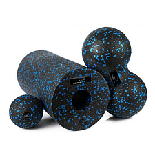 Набір Power Play PP_4008 EPP Foam Roller Set для йоги ролер+2 м'ячі масажні чорно-синій