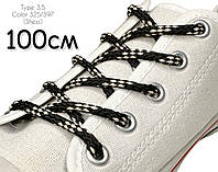 Шнурки для обуви Kiwi (Киви) круглые простые 100 см 5 мм цвет чёрно-бежевый(упаковка 36 пар)Тип 3.5 "Шахмата"