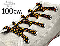 Шнурки для обуви Kiwi (Киви) круглые простые 100 см 5 мм цвет чёрно-оранжевый (упаковка 36 пар)Тип3.5 "Сетка"