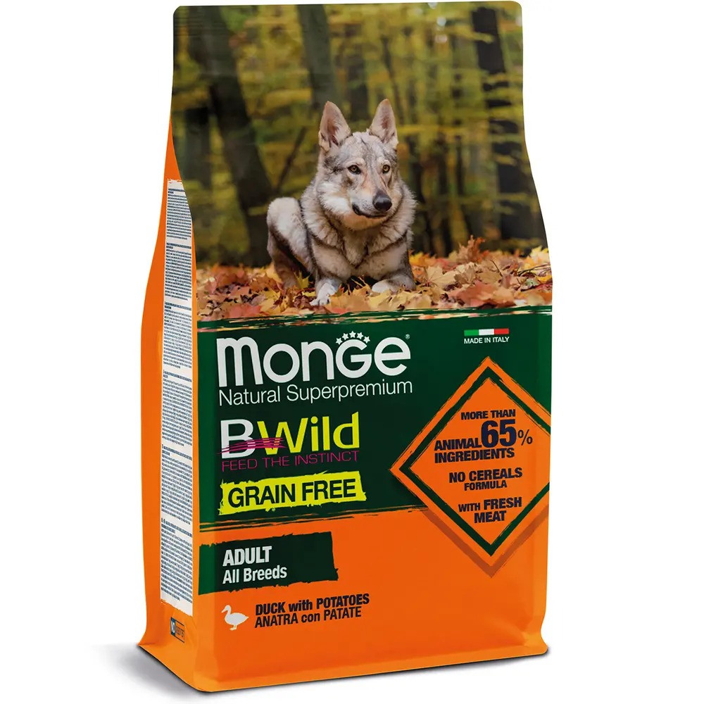 Monge Dog BWILD GR.FREE All breeds Adult сухий корм для собак усіх порід качка 15КГ