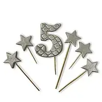 Набір кондитерських прикрас "Цифра 5 із зірочками" срібна