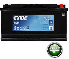 Акумулятор EXIDE AGM 105Аh 950A R+ EK1050 Start/Stop