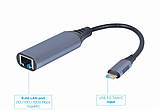 Гігабітний мережевий адаптер Gigabit LAN USB type-C, сірий Cablexpert A-USB3C-LAN-01 — MegaLavka, фото 2