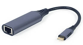 Гігабітний мережевий адаптер Gigabit LAN USB type-C, сірий Cablexpert A-USB3C-LAN-01 — MegaLavka