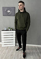 Мужской весенний спортивный костюм Nike хаки на двунитке, Модный осенний костюм Найк цвета хаки Худи + Штаны