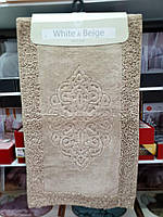 Набор хлопковых ковриков для ванной комнаты TM White/Beige 60*100 + 50*60 бежевый