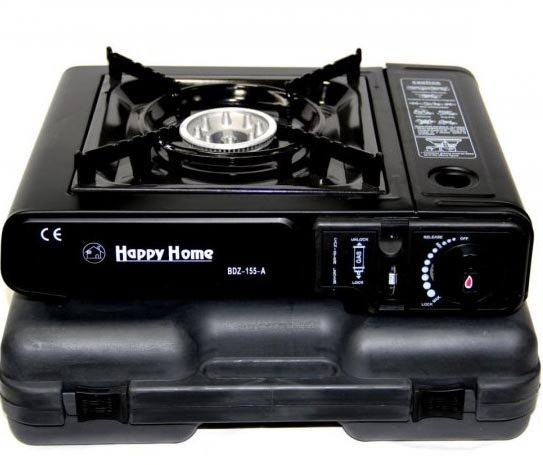 Портативна туристична газова плита з п'єзопідпалом Happy Home BDZ-155-A з пластиковим кейсом HP227