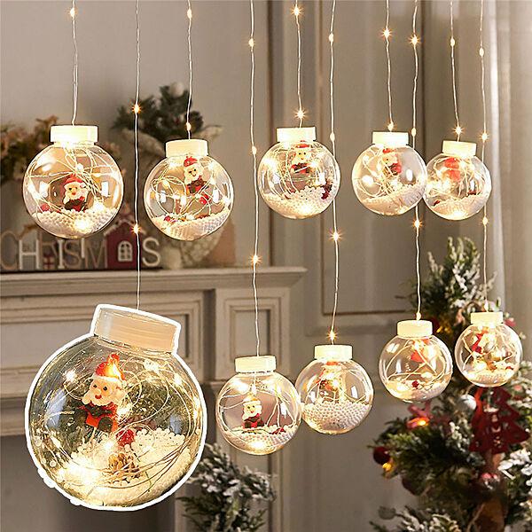 Светодиодная гирлянда штора Шары с Дедом Морозом 3 м 10 шаров HP227 (ID ...