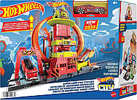 Игровой набор трек Хот Вилс Суперпетля пожарная станция Hot Wheels City Super Loop Fire Station HKX41 оригинал