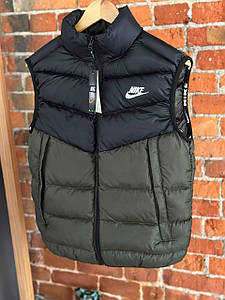 Жилетка Nike чоловіча хакі стьобана демісезонна безрукавка найк на весну-осінь спортивний жилет S, Nike, Туреччина, Хакі, 44/46,