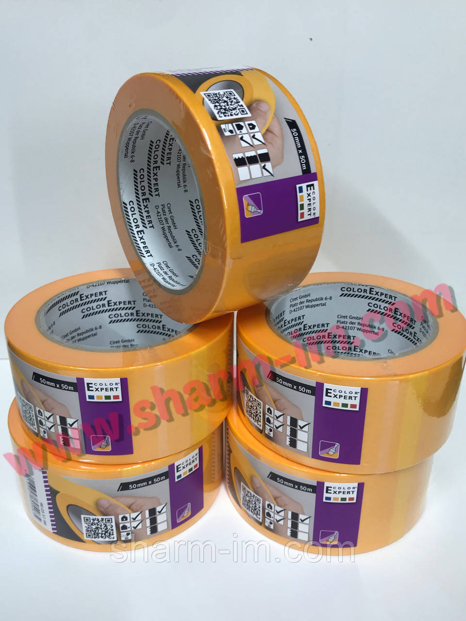 Професійний Вологостійкий Рисовий Малярний Скотч Color Expert 50 м/50 мм Золотий