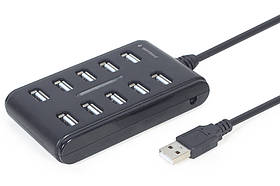 Хаб на 10 портів USB 2.0, пластик, чорний Gembird UHB-U2P10P-01 — MegaLavka