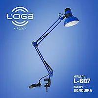 Настільна лампа на струбцині висока з вимикачем на плафоні, Е27, "Волошка" LOGA