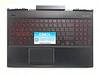 Оригинальная клавиатура для ноутбука HP Omen 15-DC series, rus, black, красная подсветка, черная панель
