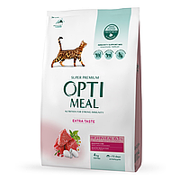 Сухой корм Optimeal Adult Cat High in Veal для кошек, телятина 4 кг