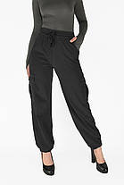 Жіночі бавовняні джинси Штани карго парашут літні з кишенями Чорний, фото 2