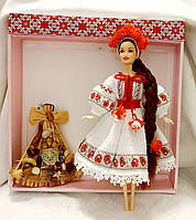 Лялька "Стефанія". Барбі Україночка. У наборі: лялька,шуба, плаття "Вишиванка" ручної роботи.