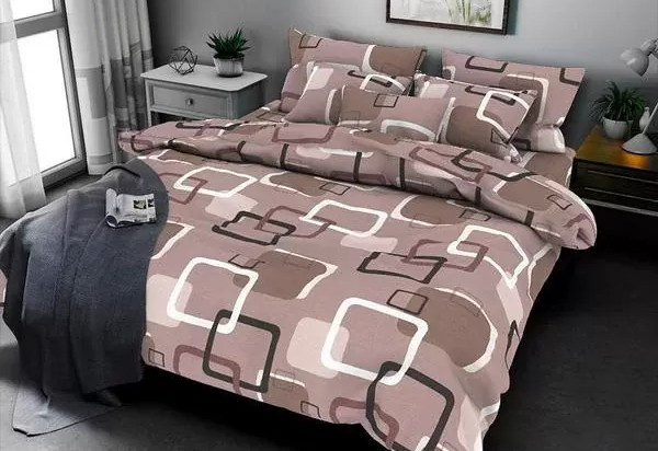 Євро комплект з простирадлом на резинці 160х200х20, принт: Квадрати