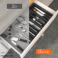 Органайзер-вкладка для столових приборів Cooking House, лоток розсувний, чорний, фото 8