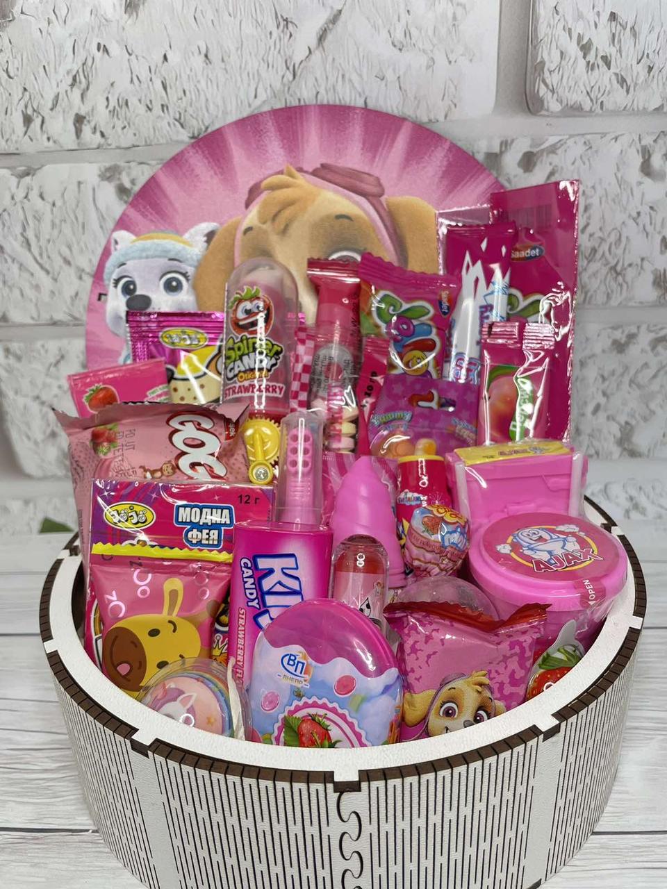 Яскравий набір "Патруль Скай" для дитячого свята, Солодкий подарунок для дівчинки, Рожевий бокс із сюрпризом