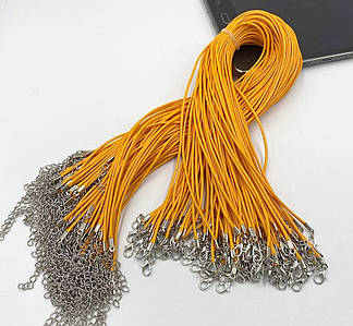 Основа для підвіски із застібкою лобстер / Екошкіра / 95-100шт / довжина 43 + 5см / Жовтогарячий