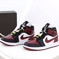 Мужские кроссовки Nike Air Jordan 1 Retro High, кожа, красный, белый, черный, Вьетнам 42