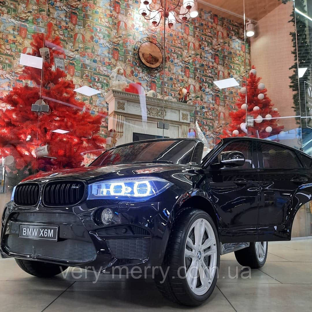 Дитячий двомісний електромобіль Джип BMW X6 (чорний колір)