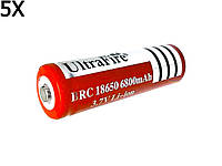 5X Акумулятор ULTRAFIRE 18650 6800 mAh Li-ion 3.7V акумуляторна батарейка батарея для ліхтариків ліхтарів фонариків і т.п. Польща!