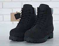 Женские зимние ботинки Timberland Classic Boots, нубук, (с мехом), черный, Турция