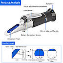 Портативний рефрактометр RHBW — 25 ATC, Три шкали: (Baume 0-20%) (спирт 0-25%) (Brix 0-40%), фото 4