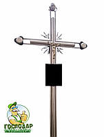 Двойной декоративный крест из нержавеющей стали с использованием трубы диаметром 32 мм., №9