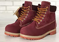 Жіночі зимові черевики Timberland Classic Boots, нубук, (з хутром), бордовий, Туреччина