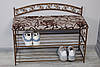 Банкетка, полиця для взуття, пуфик зі спинкою, передпокій кований, поличка з м'ягким сидінням  АЖУР 80, фото 3