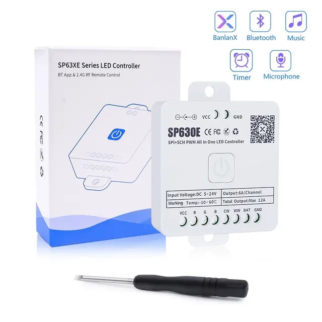 Універсальний Bluetooth контролер LEDTech SP630e 12 в 1 для всіх типів стрічки, фото 1
