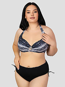 Жіночий купальник для повних грудей Sisianna 55923 чорний-сірий 50 52 54 56 58 Український розмір