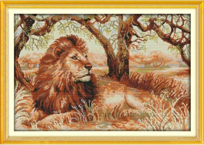 Набір для вишивання за нанесеною на канву схемою "The African Lion". AIDA 14CT printed 51*36 см