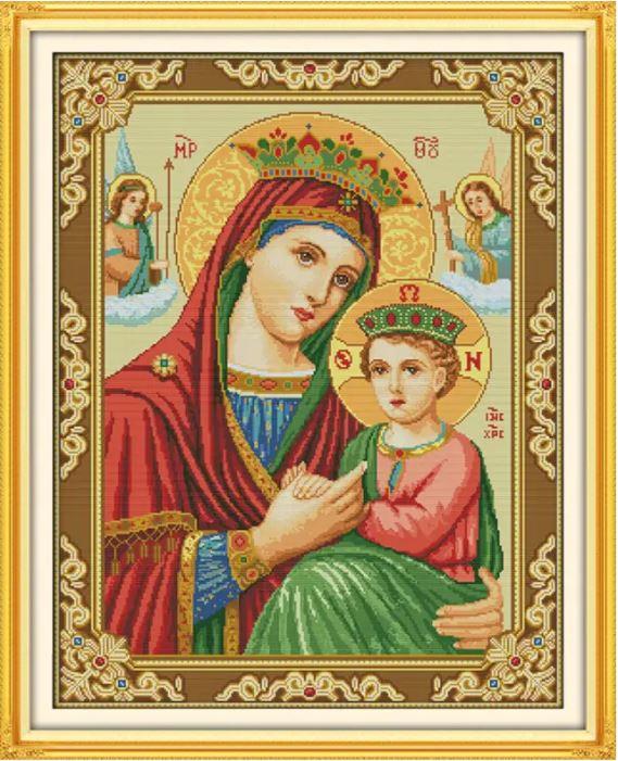 Набір для вишивання за нанесеною на канву схемою "Holy mother & holy son 8". AIDA 14CT printed 57*70 см