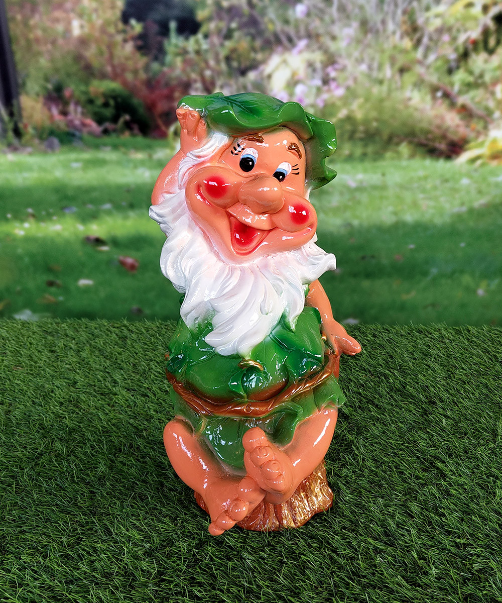 Садова фігура Лісовичок на пні 37 см гіпс - садовий декор, фото 1