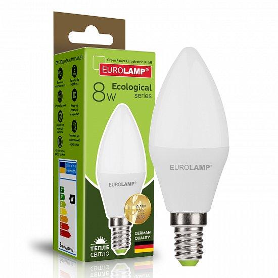 Світлодіодна лампа Eurolamp ЕСО серія "P" 8W E14 3000K LED-CL-08143(P)